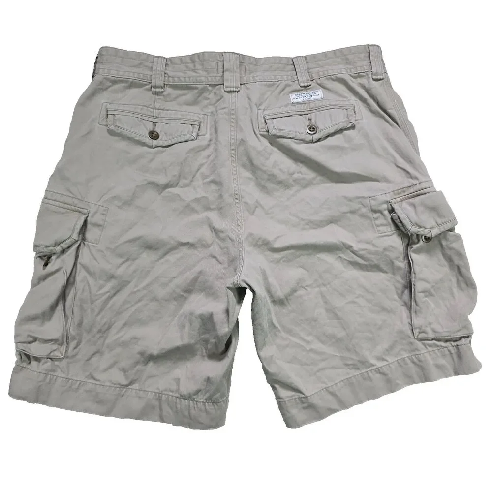 Polo Ralph Lauren Beige Cargo Shorts Men's Size 40 Pockets Belt Loops Outdoor